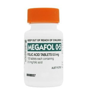 Megafol 0.5mg Folic Acid 100 Tablets