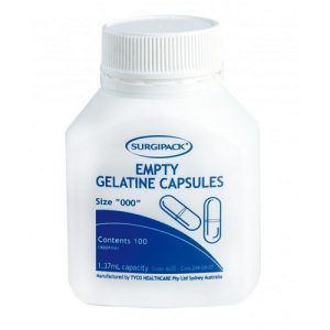 Surgi Pack Empty Gelatine Size 000 Capsules 100