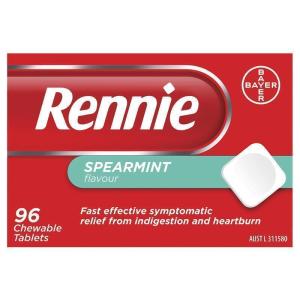 Rennie Indigestion & Heartburn Relief Spearmint 96 Tablets