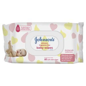 Johnson’s Baby Skincare Wipes Fragrance Free 80 Pack