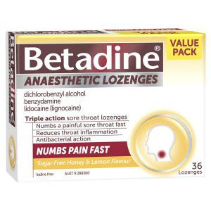 Betadine Anaesthetic Lozenges Lemon Flavour 36 Pack