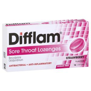 Difflam Sore Throat Strawberry 16 Lozenges