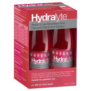 Hydralyte Electrolyte Strawberry and Kiwi 4x250ml Solution