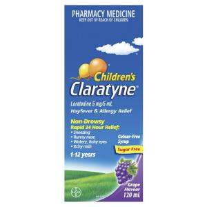 Claratyne Allergy & Hayfever Relief Syrup For Kids Grape Flavour 120mL