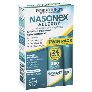 Nasonex Allergy Non-Drowsy 24 Hour Nasal Spray Twin Pack 2 x 140 Sprays