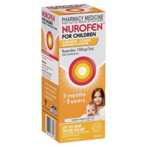 Nurofen Pain and Fever Relief Ibuprofen Orange 3M-5YR 200mL