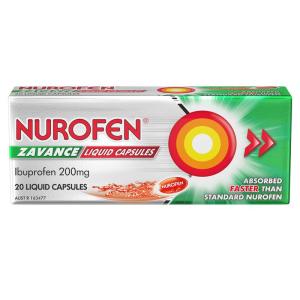 Nurofen Zavance Ibuprofen 20 pack Liquid Capsules 200mg