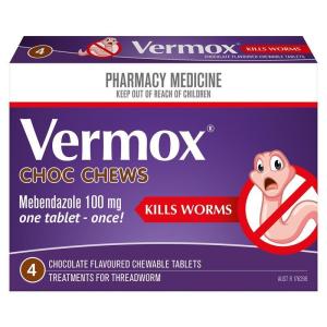 Vermox Worming Treatment Choc Chews 4 Tablets