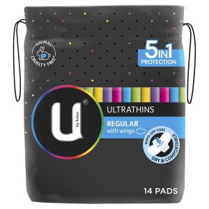 U by Kotex Regular Ultrathins Pads with Wings 14 Pack