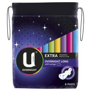 U by Kotex Overnight Extra Pads Long 8 Pack