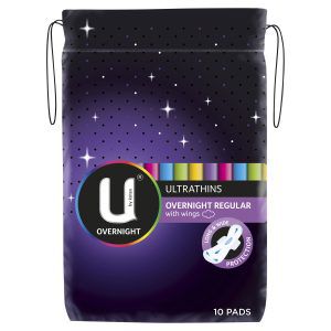 U by Kotex Overnight Ultrathins Pads Regular 10 Pa