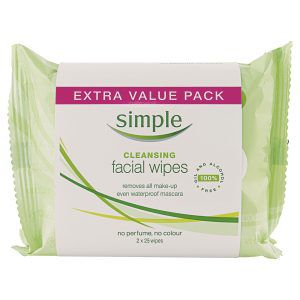 Simple Kind to Skin Facial Wipes Cleansing Twin Pa