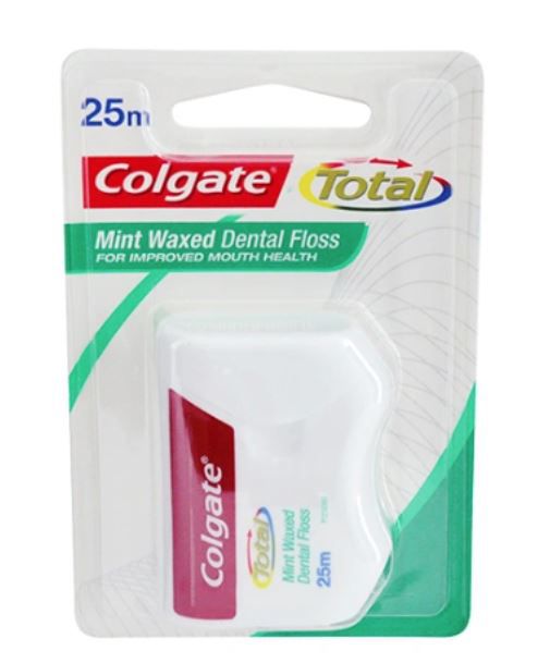 Colgate Total Mint Waxed Durable Oral Care Dental Floss 25m