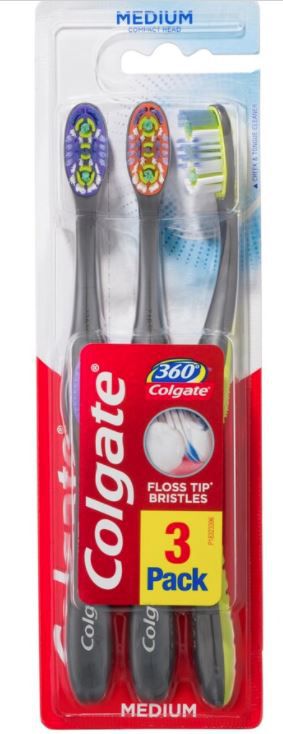 Colgate 360 Floss Tip Bristles Medium Manual Tooth