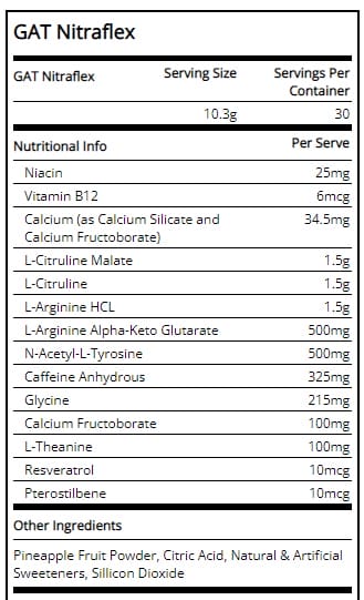 Gat Nitraflex Strength And Energy Powder 30 Servings