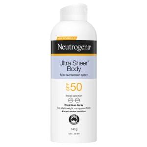 Protect your skin with Neutrogena Ultra Sheer Body Mist SPF 50 140g. This lightweight and non-greasy sunscreen spray offer broad-spectrum protection