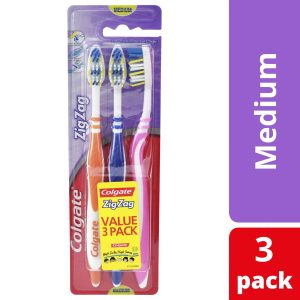 Colgate ZigZag Deep Interdental Clean Toothbrush Medium Bristles Value 3 Pack