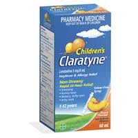 Claratyne Hayfever & Allergy Relief Peach Flavoured Syrup 60ml Claratyne Hayfever & Allergy Relief Peach Flavoured Syrup 60ml