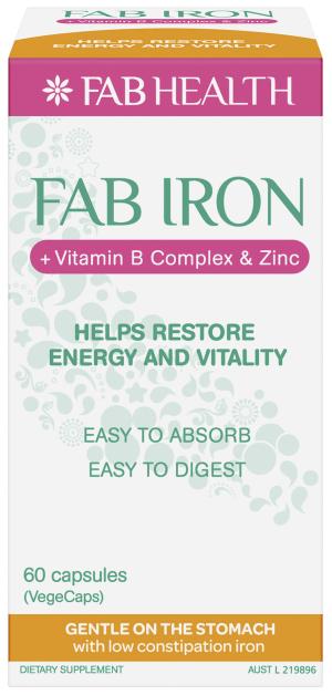 FAB IRON + Vitamin B Complex & Zinc Oral Capsules (60)