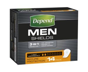 Depend Shields for Men Light Absorbency 14 Pack