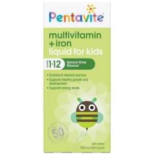 Pentavite Multivitamin + Iron Kids Liquid Lemon