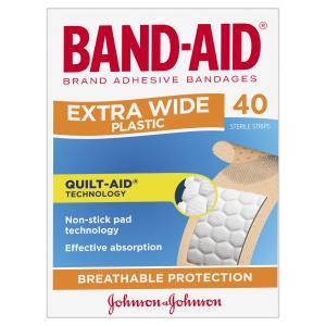 Band-Aid Brand Extra Wide Plastic Strips 40 Pack