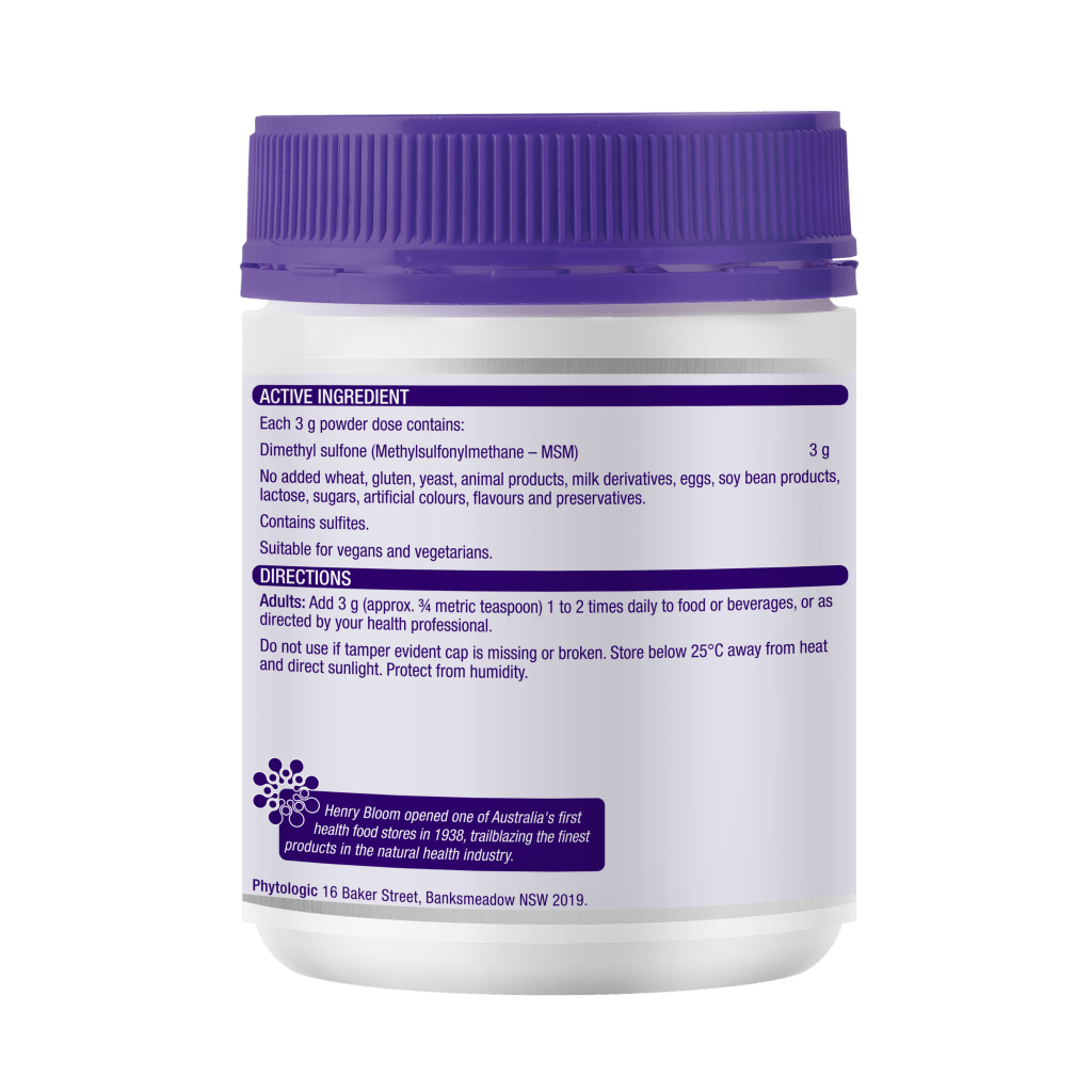 Buy Henry Blooms MSM 300g Powder Joint Health & Muscles Online Discount Chemist